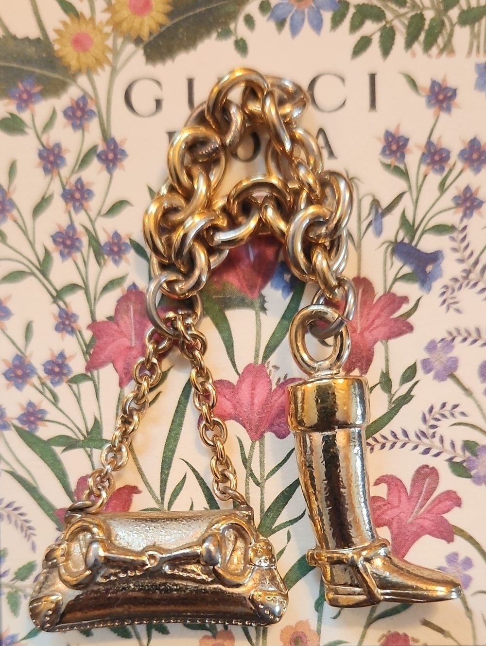 Gucci Gold-Tone Charm Bracelet with Purse and Boot Pendants